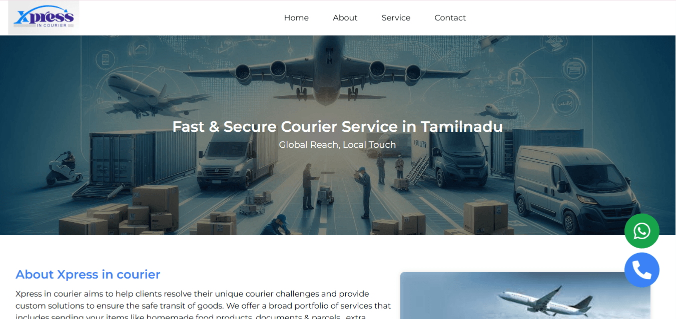 Xpress In Courier website homepage